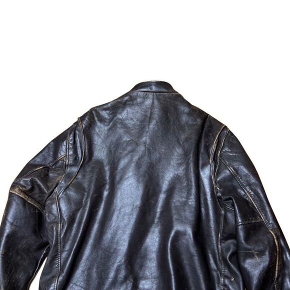 Vintage 60s Schott NYC Leather Cafe Racer Jacket Brown Distressed Size 42 - Picture 9 of 16